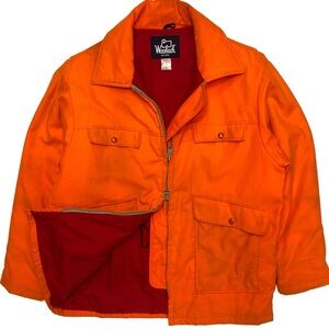 Vintage 80’s Woolrich Men’s Quilt Lined Orange Hunting Jacket Made In USA Large